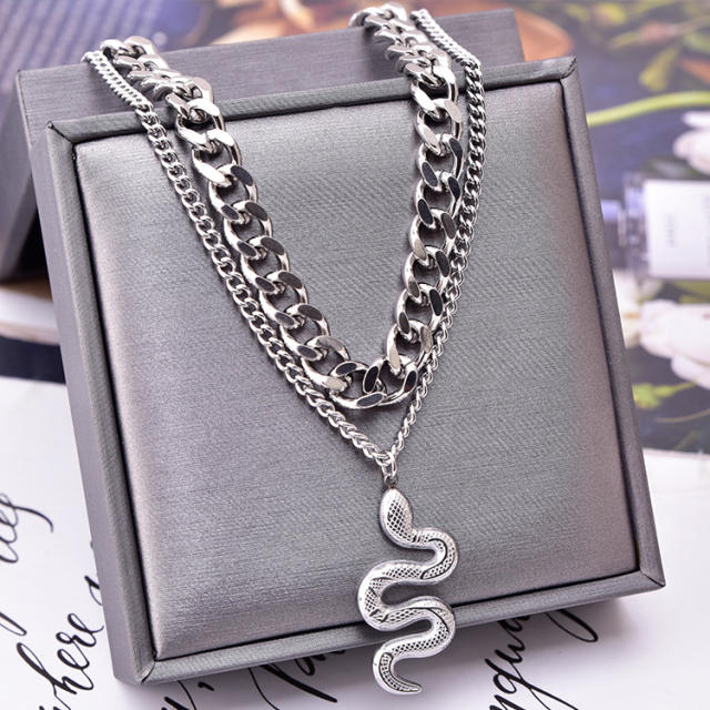 Occident fashion snake pendant stainless steel necklace