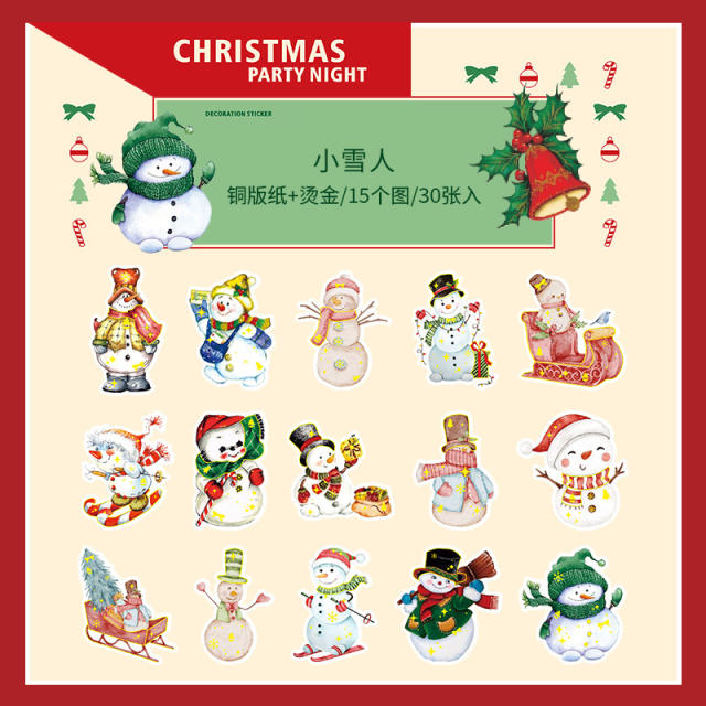 30pcs beautiful day christmas series stickers