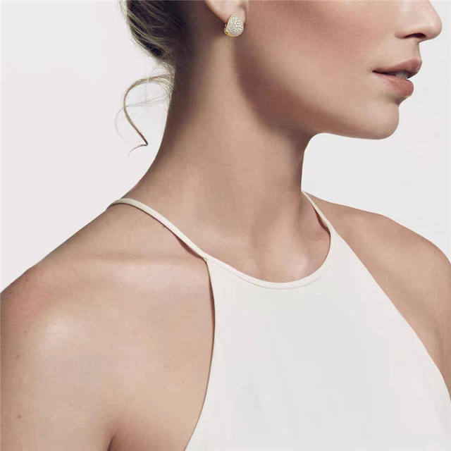 INS luxury pave setting diamond chunky earrings