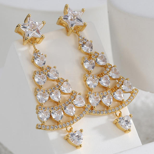Occident fashion diamond chirstmas tree real gold plated earrings