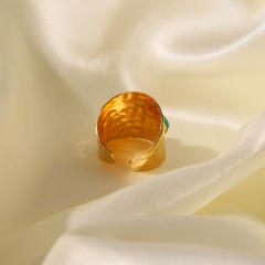 Three green color natural stone stainless steel rings