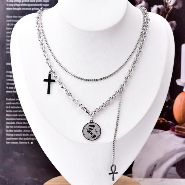 Popular two layer stainless steel chain necklace
