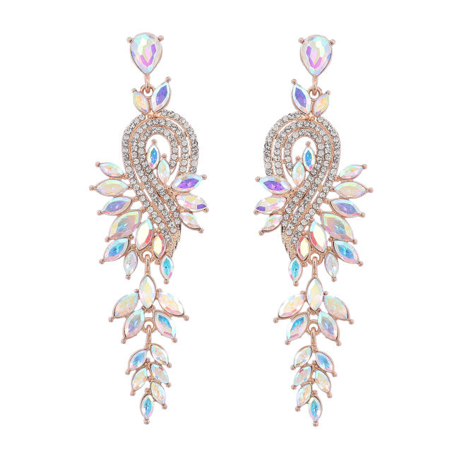 Elegant color glass crystal statement earrings