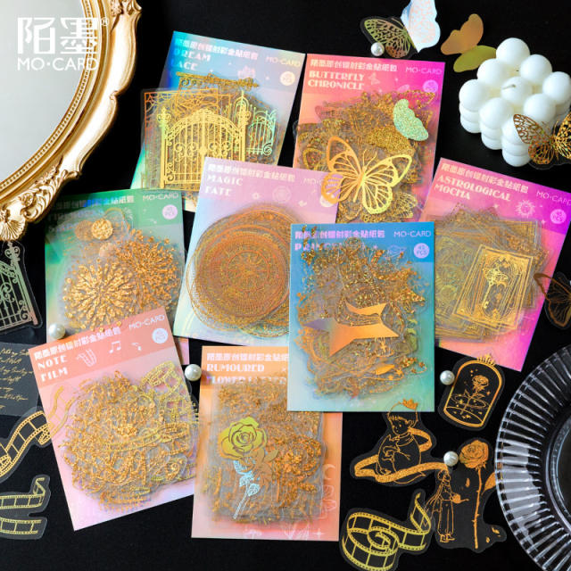 45pcs gold color laser stickers set