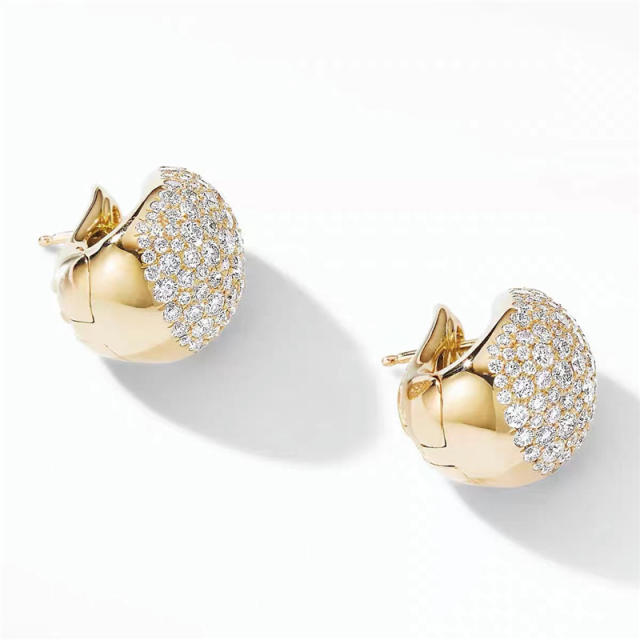 INS luxury pave setting diamond chunky earrings