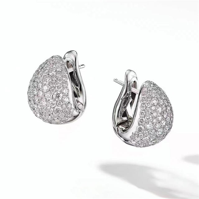 INS luxury pave setting diamond chunky earrings