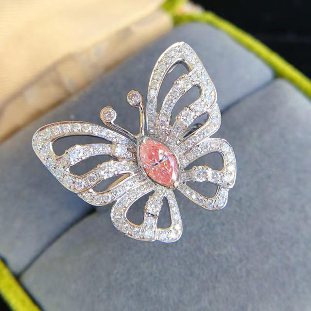 INS hollow butterfly diamond rings for women
