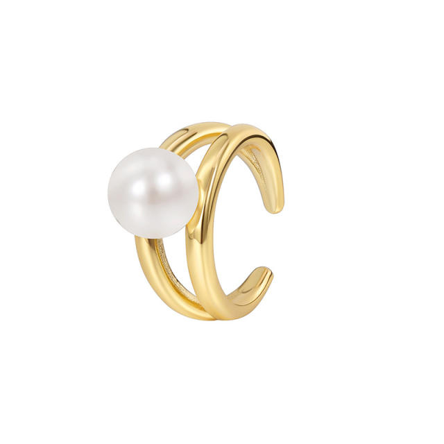 Occident fashion pearl real gold plated openning rings