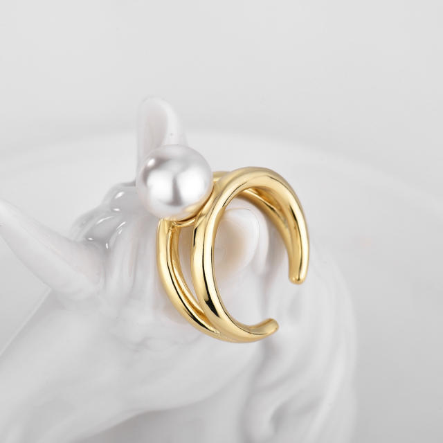 Occident fashion pearl real gold plated openning rings