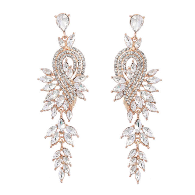 Elegant color glass crystal statement earrings