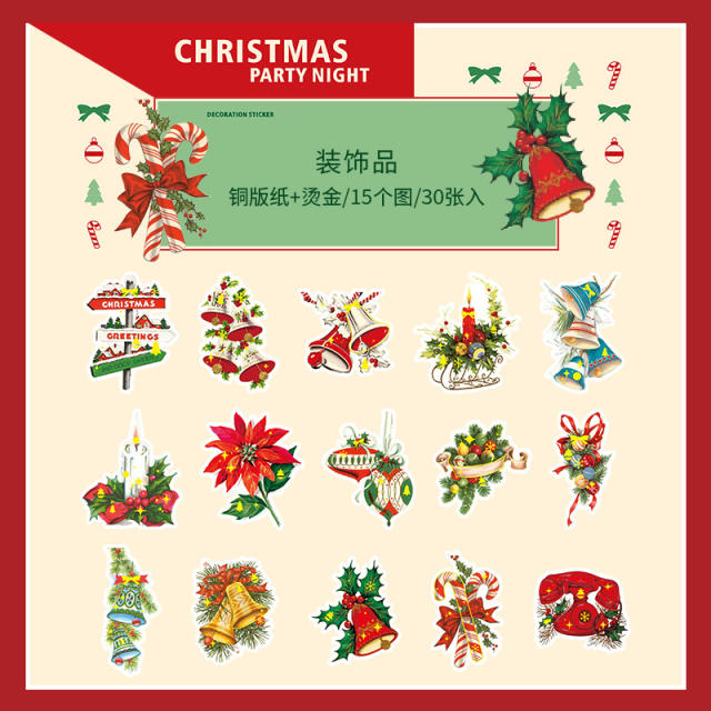 30pcs beautiful day christmas series stickers