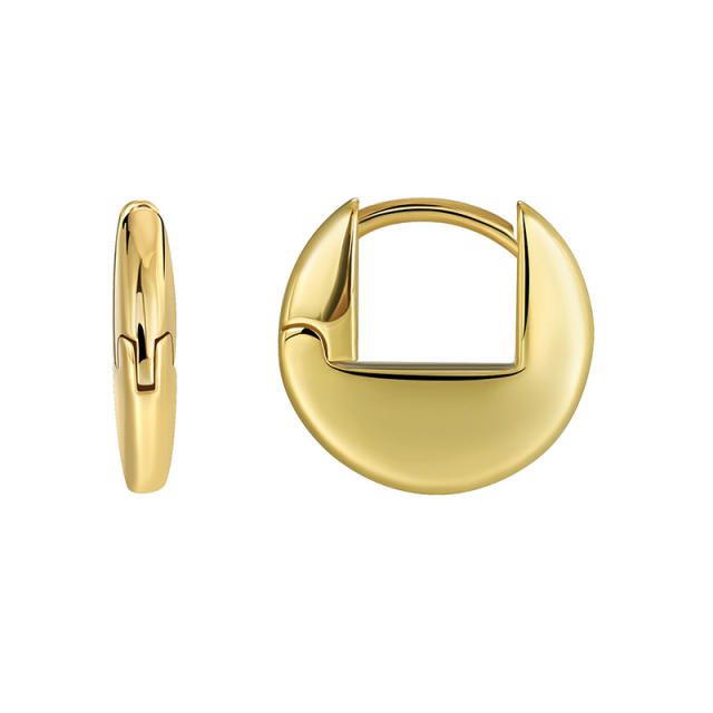 Simple design chunky real gold plated huggie earrings