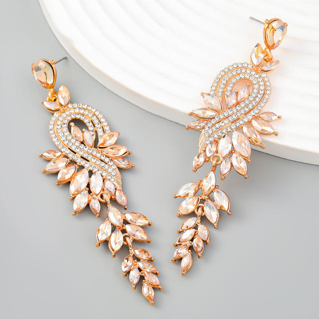 Elegant color glass crystal statement earrings