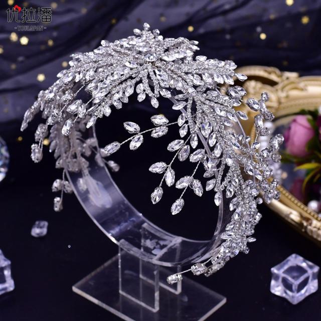 Luxury handmade diamond flower bridal headband