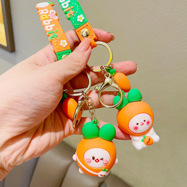 Cute carrot rabbit cartoon keychain