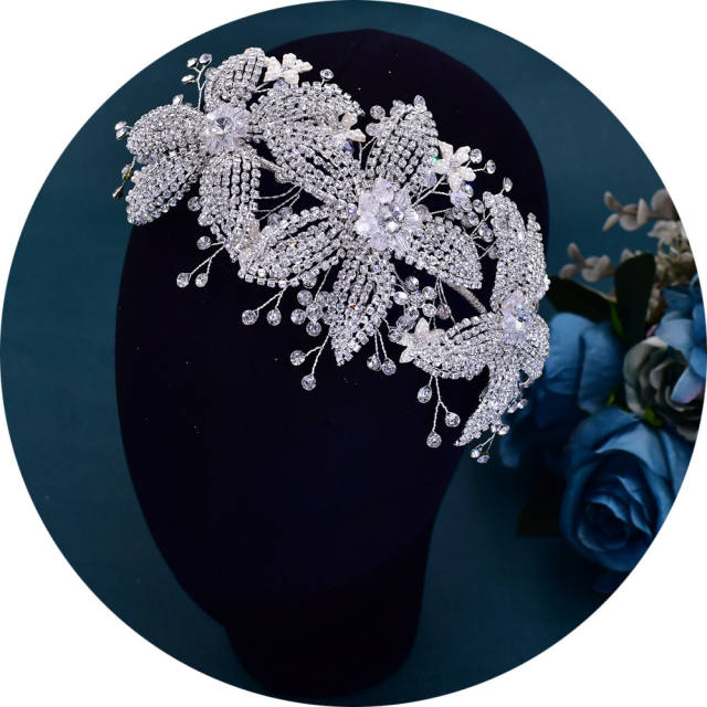 Occident fashion pave setting crystal flower wedding hair pieces