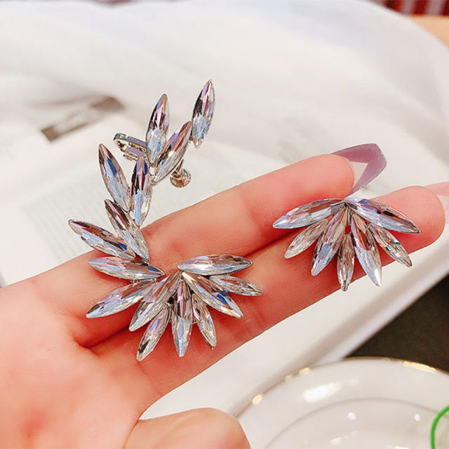 925 needle the angel wing shape crystal earrings