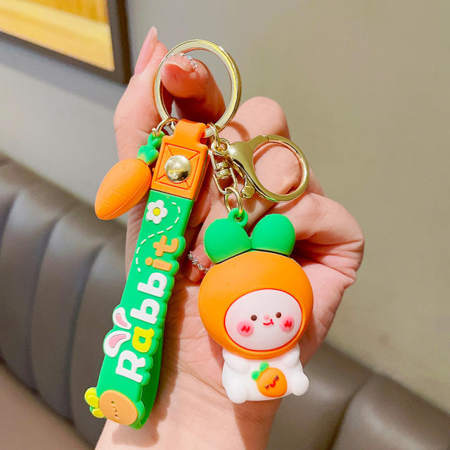 Cute carrot rabbit cartoon keychain