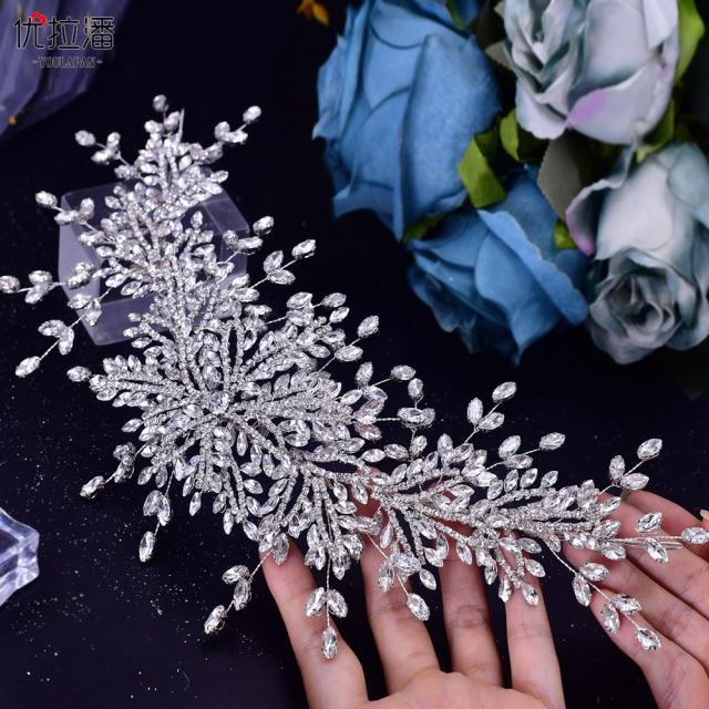 Luxury handmade diamond flower bridal headband