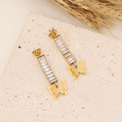 Fashionable frost butterfly stainless steel necklace bracelet earrings