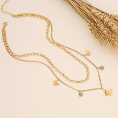 Fashionable frost butterfly stainless steel necklace bracelet earrings