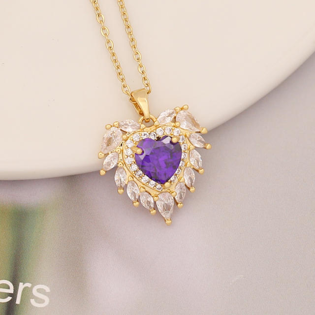 Magic amethyst statemnt real gold plated pendant necklace