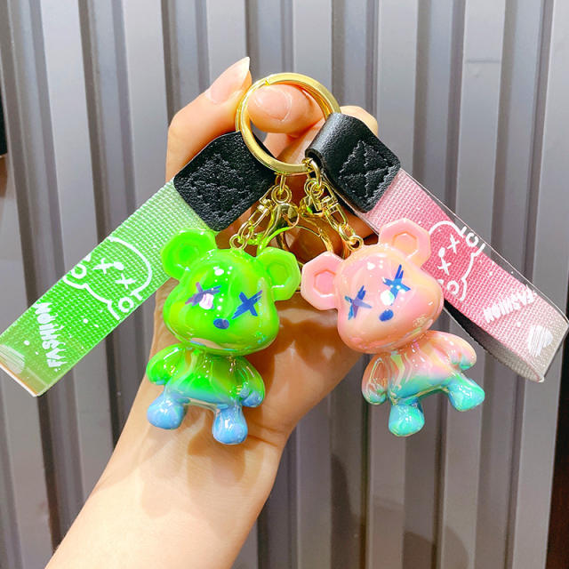 Creative Gradient color bear keychain