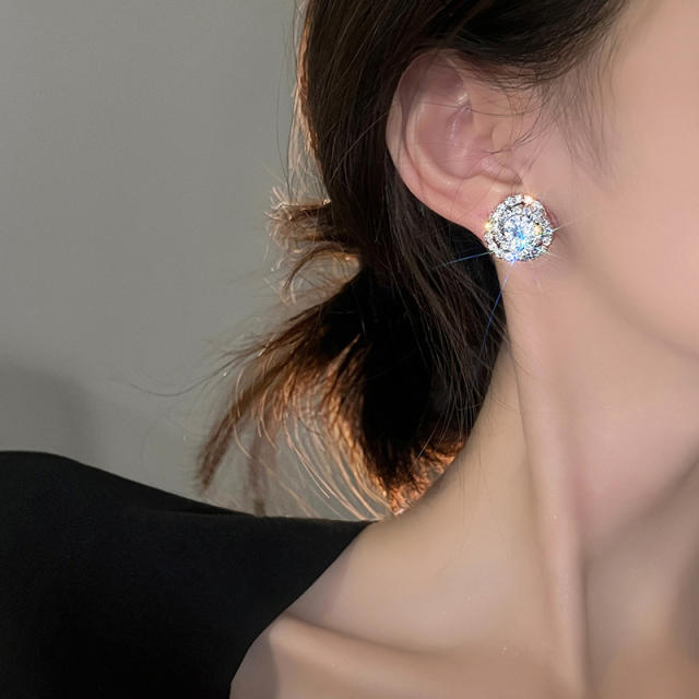 925 needle diamond studs earrings