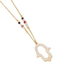 Diamond cross heart hasma butterfly pendant stainless steel necklace
