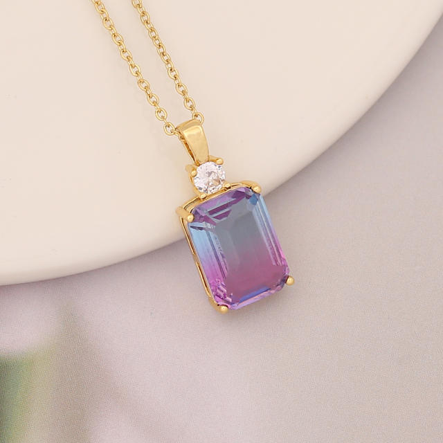 Magic amethyst statemnt real gold plated pendant necklace
