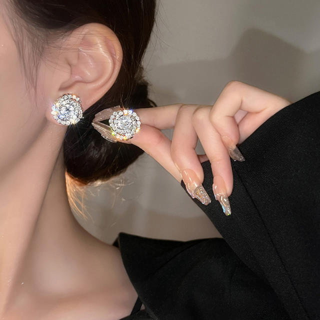 925 needle diamond studs earrings