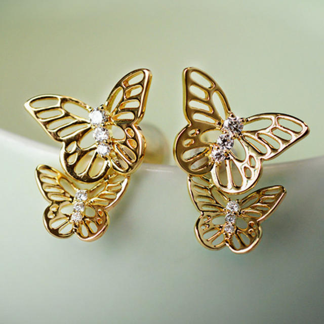 Elegant hollow butterfly earrings