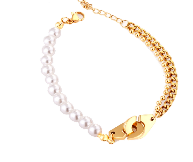 Personality baroque pearl stainless steel bracelet