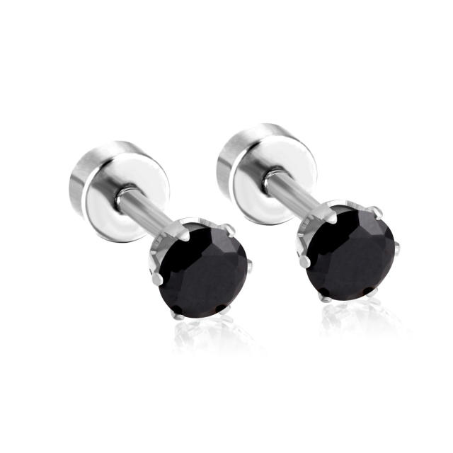 INS easy match round shape crystal stainless steel earrings