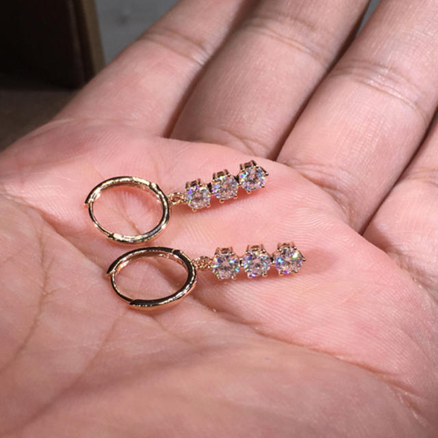 Vintage easy match diamond huggie earrings