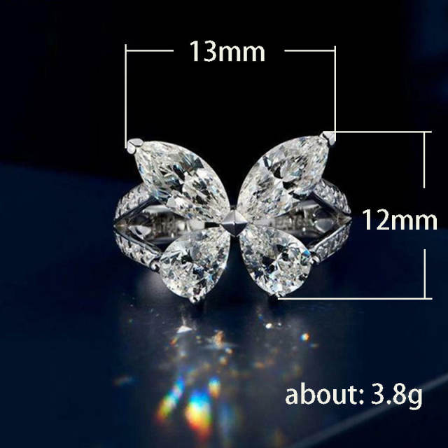 Korean fashion diamond butterfly women rings