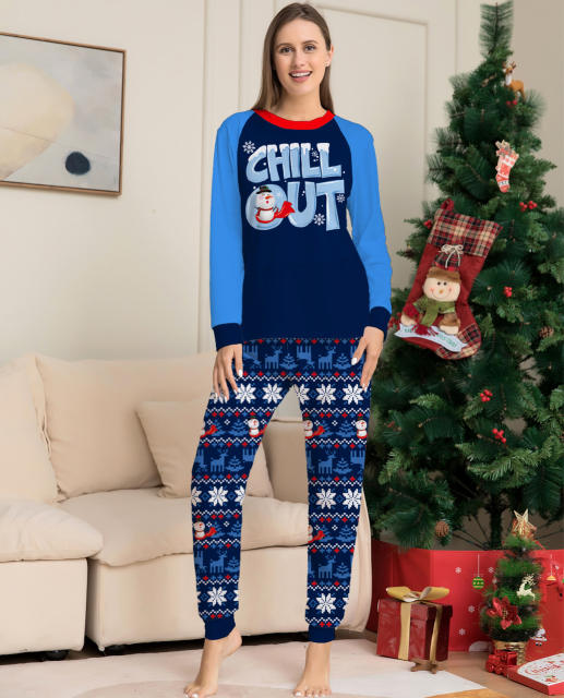 Blue color series christmas pajamas
