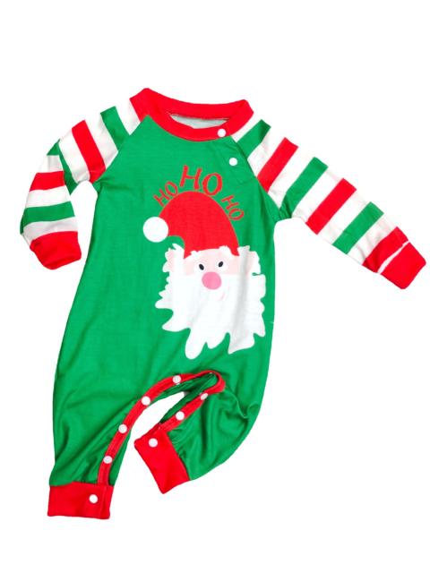 2022 Green color striped christmas pajamas