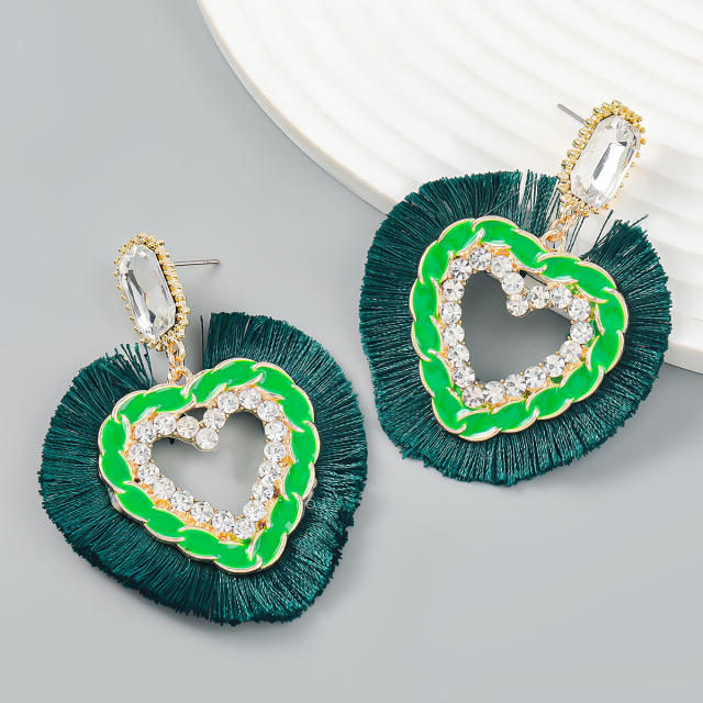 Boho enamel heart earrings