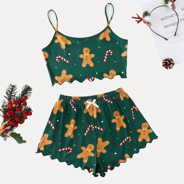 Summer short strapy christmas series pajamas