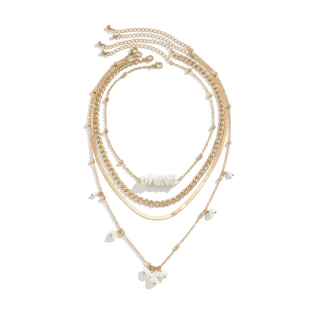 Y2K sweet cool faux pearl layer necklace