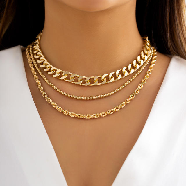 Punk trend rope chain layer necklace