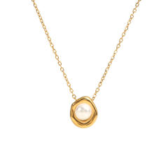 Elegant pearl pendant dainty stainless steel necklace