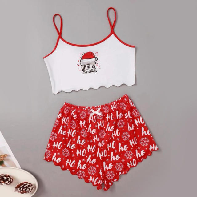 Summer short strapy christmas series pajamas