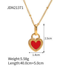 French elegant two side heart lock stainless steel necklace
