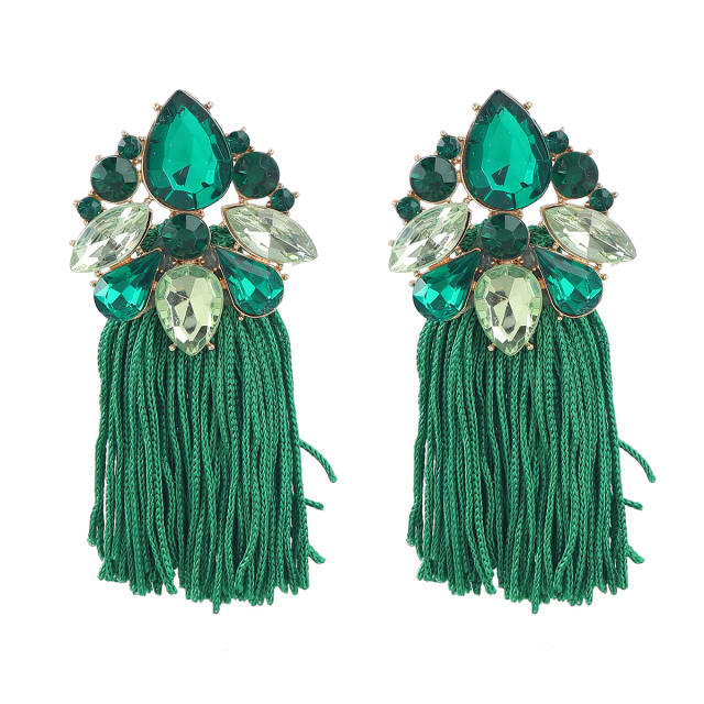 Luxury glass crystal statement rope tassel earrings