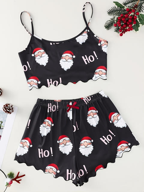 Summer short strapy christmas series pajamas