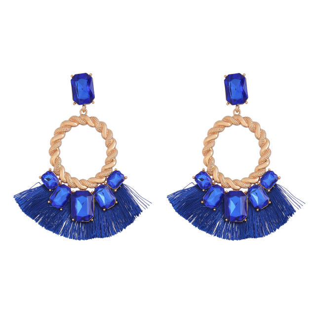 Popular colorful tassel fan shape earrings