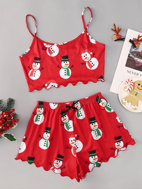 Summer short strapy christmas series pajamas