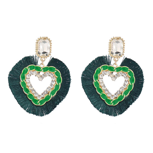 Boho enamel heart earrings